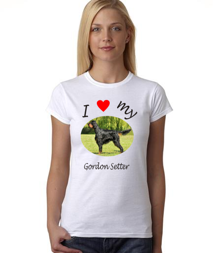 Dogs - I Heart My Gordon Setter on Womans Shirt